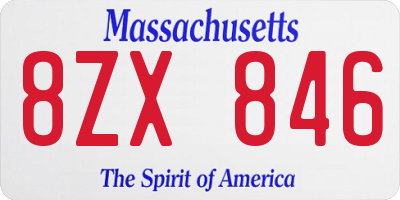 MA license plate 8ZX846