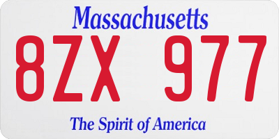 MA license plate 8ZX977