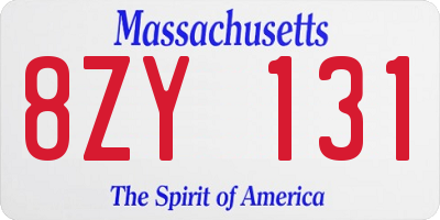 MA license plate 8ZY131