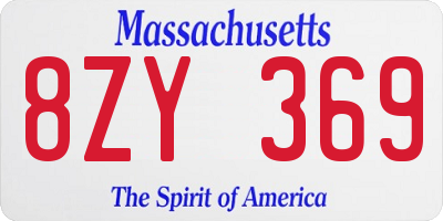MA license plate 8ZY369