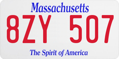 MA license plate 8ZY507