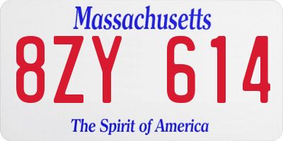 MA license plate 8ZY614