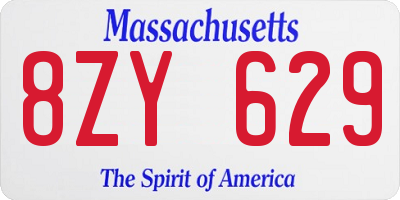 MA license plate 8ZY629