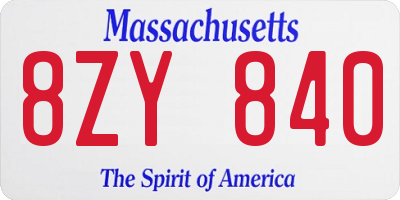 MA license plate 8ZY840