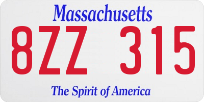 MA license plate 8ZZ315