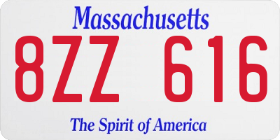 MA license plate 8ZZ616