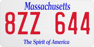 MA license plate 8ZZ644