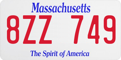 MA license plate 8ZZ749