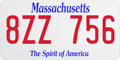 MA license plate 8ZZ756