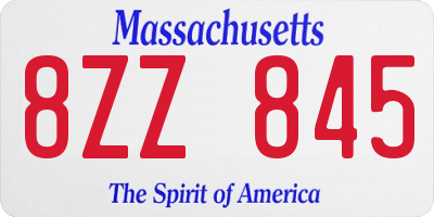 MA license plate 8ZZ845