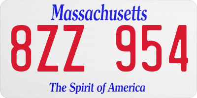 MA license plate 8ZZ954
