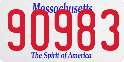 MA license plate 90983