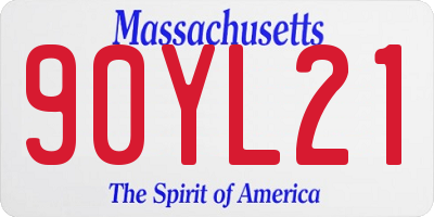 MA license plate 90YL21