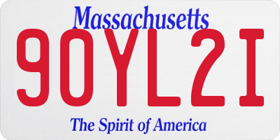 MA license plate 90YL2I