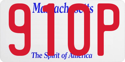 MA license plate 910P