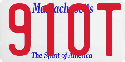 MA license plate 910T