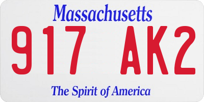 MA license plate 917AK2