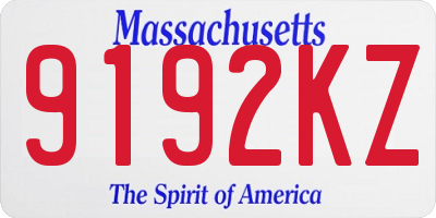 MA license plate 9192KZ
