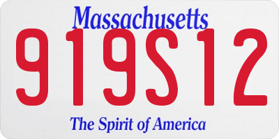 MA license plate 919S12