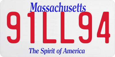 MA license plate 91LL94