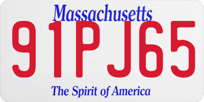 MA license plate 91PJ65