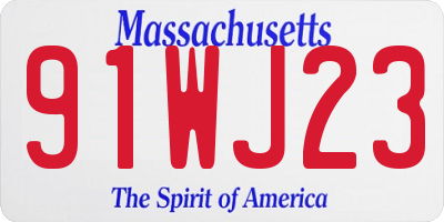 MA license plate 91WJ23