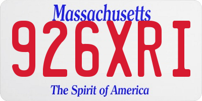 MA license plate 926XRI