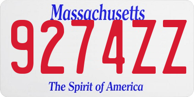 MA license plate 9274ZZ