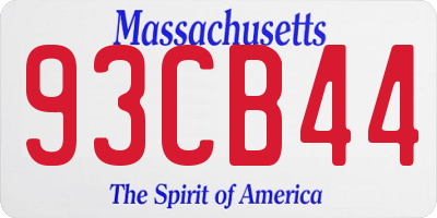 MA license plate 93CB44