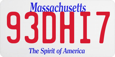 MA license plate 93DHI7