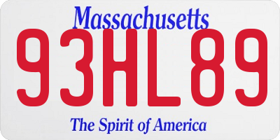 MA license plate 93HL89