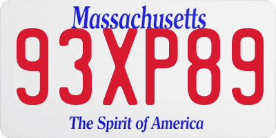 MA license plate 93XP89