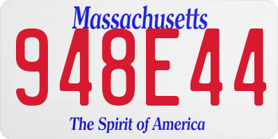 MA license plate 948E44