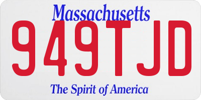 MA license plate 949TJD