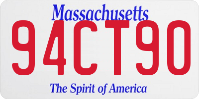 MA license plate 94CT90