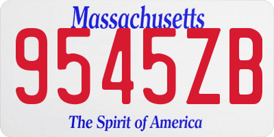 MA license plate 9545ZB