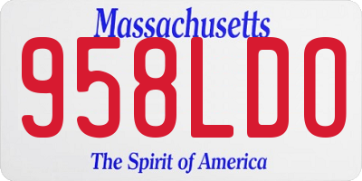 MA license plate 958LDO
