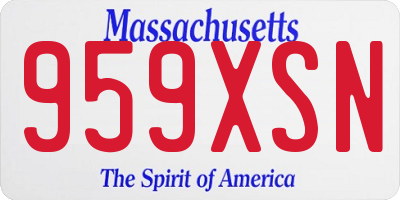 MA license plate 959XSN