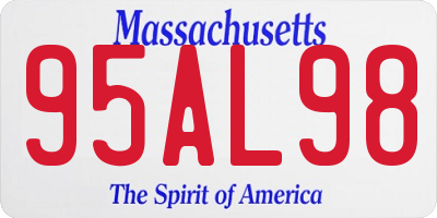 MA license plate 95AL98