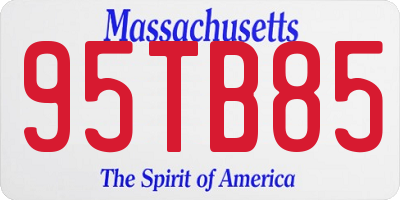 MA license plate 95TB85