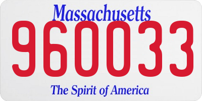 MA license plate 960033