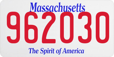 MA license plate 962030