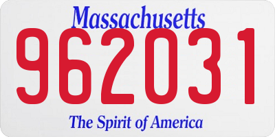 MA license plate 962031