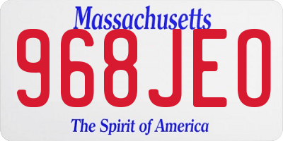 MA license plate 968JEO