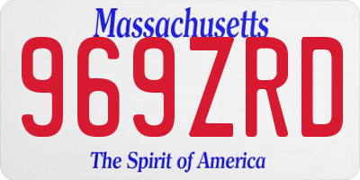 MA license plate 969ZRD