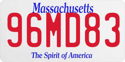 MA license plate 96MD83