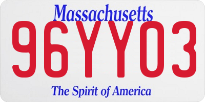 MA license plate 96YY03
