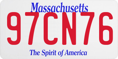 MA license plate 97CN76