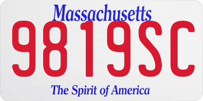 MA license plate 9819SC