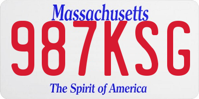 MA license plate 987KSG